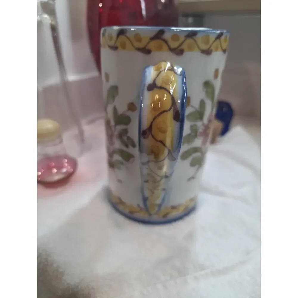 Vintage Casa Sanna Lisboa Portugal 1973 Hand Painted Pottery Chamberstick Holder